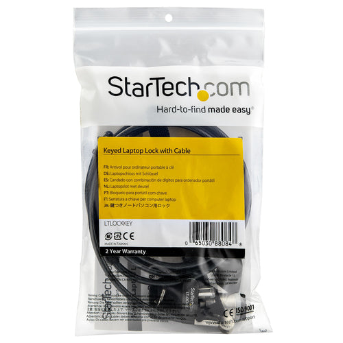 StarTech.com 6ft (2m) Laptop Cable Lock with Keys - Keyed Security Cable Lock for Compatible K-Slot Laptops, Desktops, Computers & Other Devices - Anti-Theft Vinyl Coated Steel Cable Lock StarTech.com 6ft (2m) Laptop Cable Lock with Keys - Keyed Security Cable Lock for Compatible K-Slot Laptops, Desktops, Computers & Other Devices - Anti-Theft Vinyl Coated Steel Cable Lock